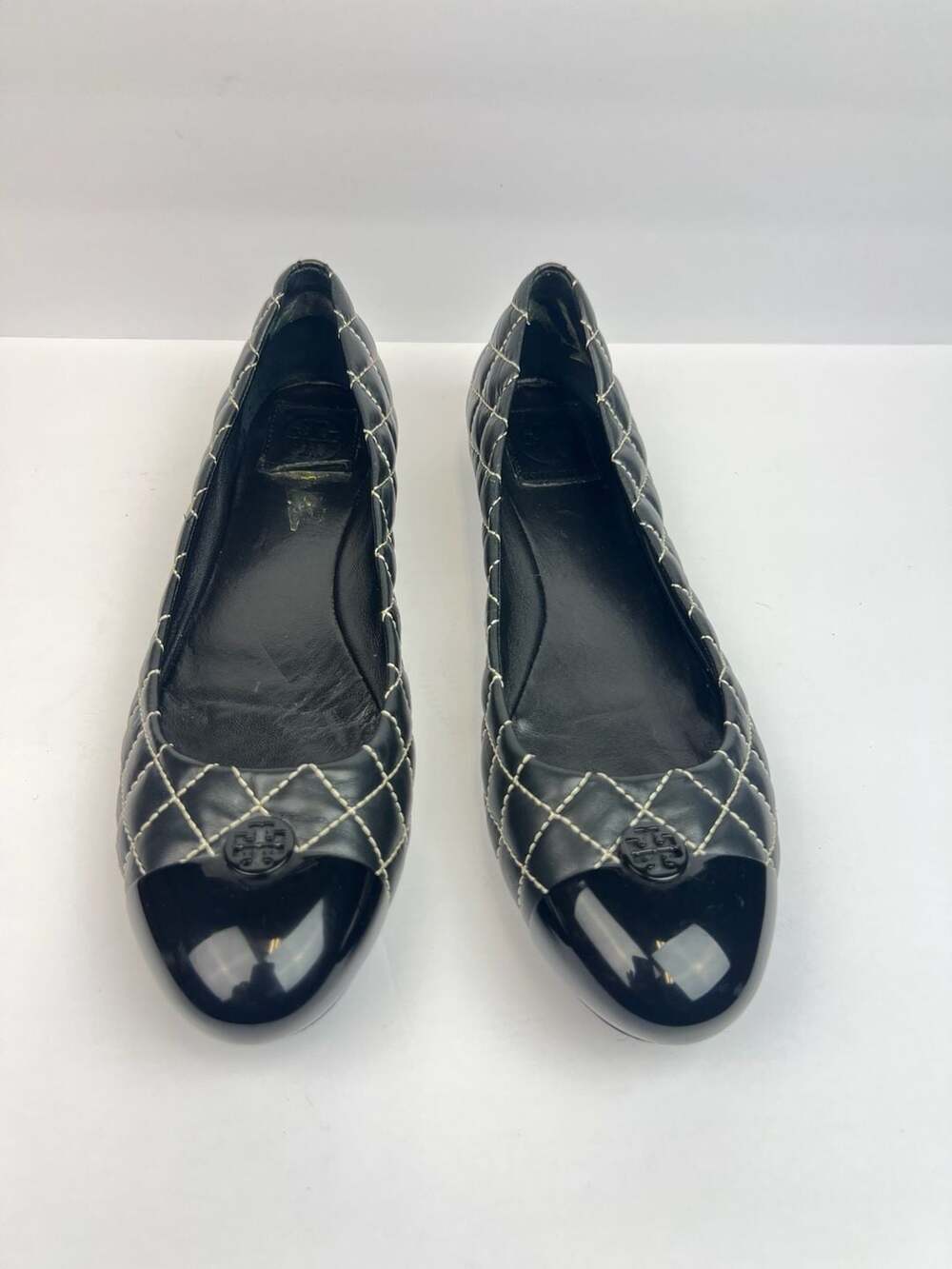 Tory Burch Kaitlin Quilted Leather Ballet Flats with Patent Cap Toe 11 M - Picture 8 of 8